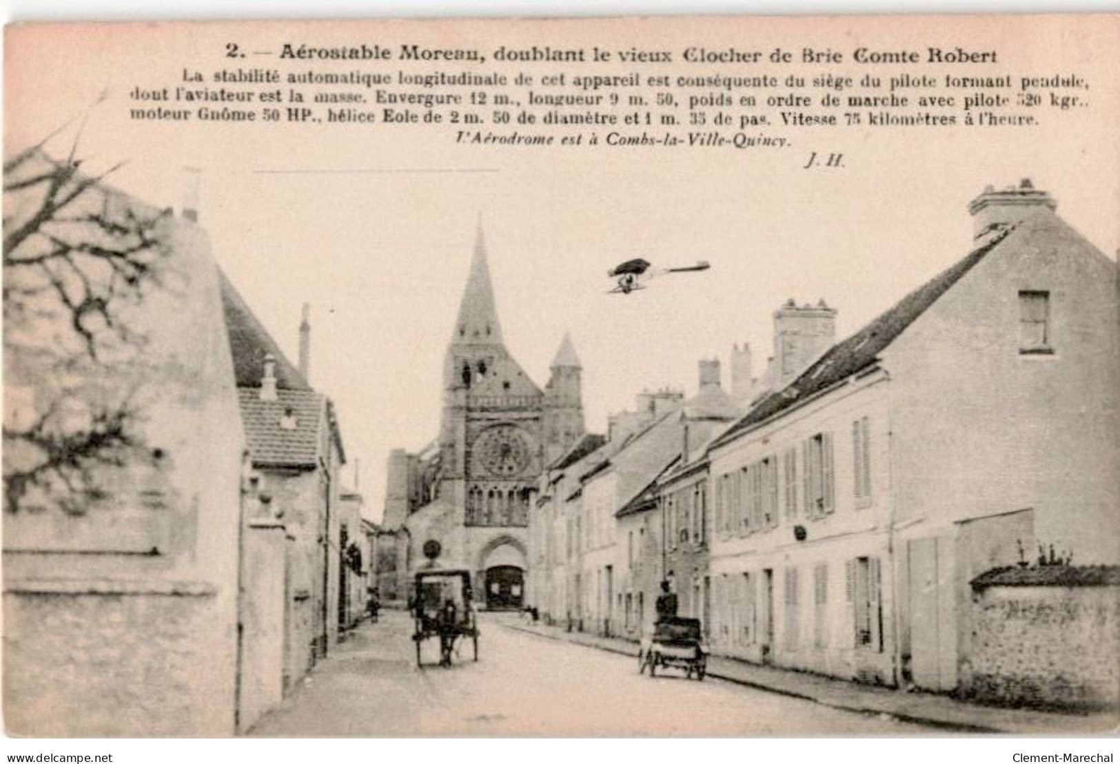 BRIE-COMTE-ROBERT: Aérostable Moreau Doublant Le Vieux Clocher (avion - Aviation) - Très Bon état - Brie Comte Robert