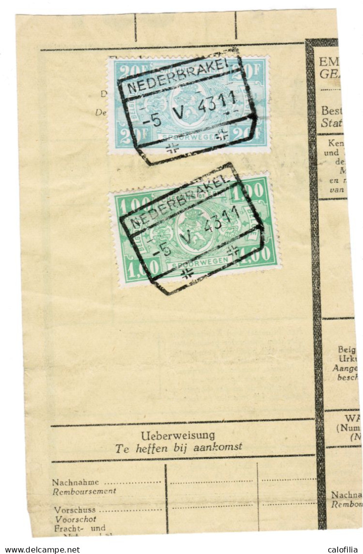 Fragment Bulletin D'expedition, Obliterations Centrale Nettes, NEDERBRAKEL - Oblitérés