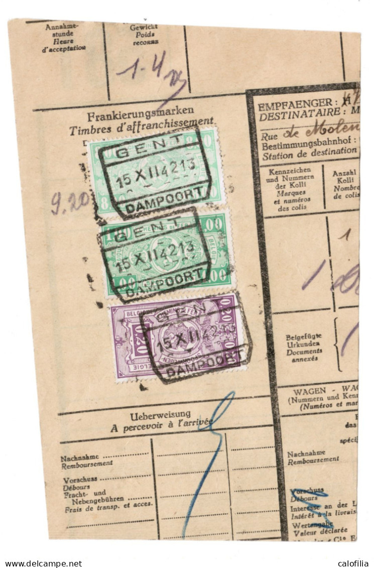 Fragment Bulletin D'expedition, Obliterations Centrale Nettes, GENT DAMPOORT - Afgestempeld