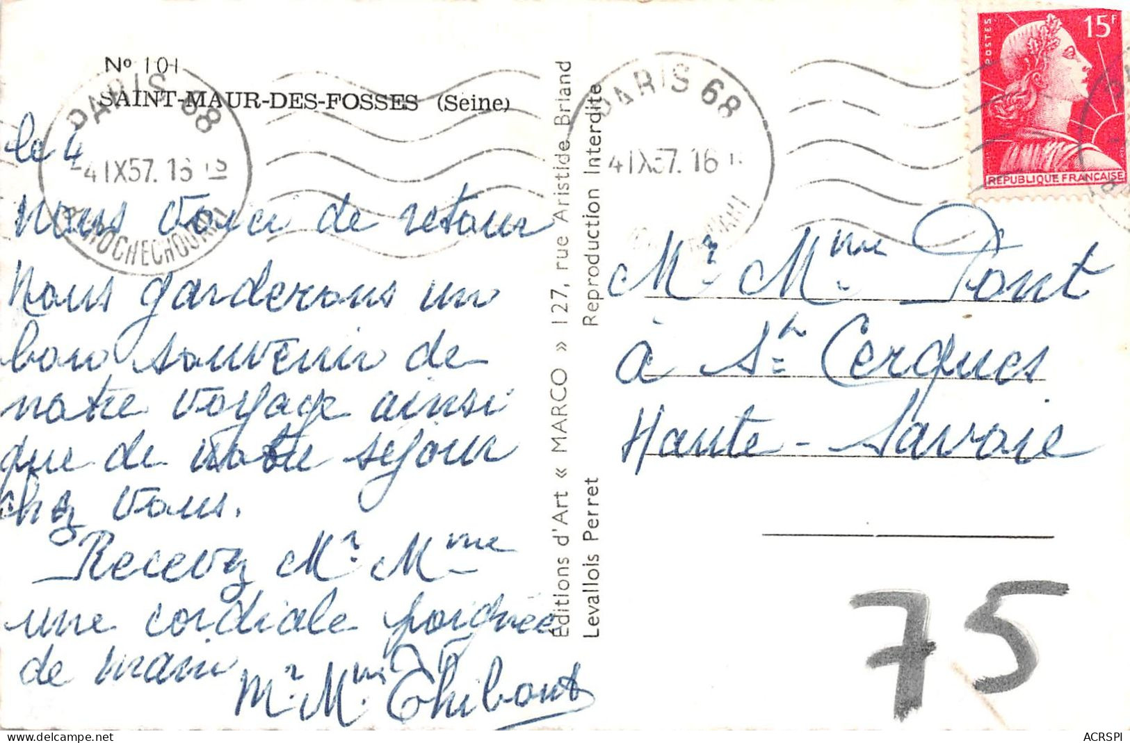 94  Saint-Maur-des-Fossés          (Scan R/V) N°   6   \PP1099Und - Saint Maur Des Fosses