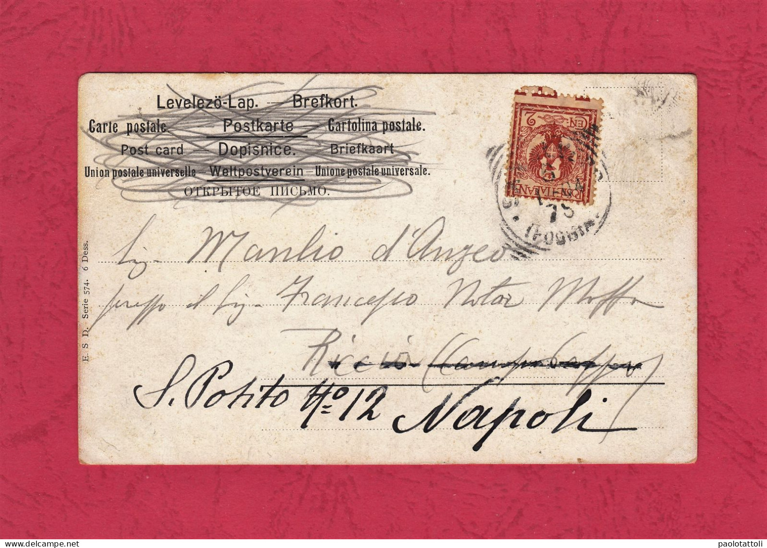 Relitto Di Veliero, Vessel Wrecked- Small Size Post Card, Back Not Divided, Stamped And Mailed 1904, Ed. ESD Serie 574, - Zeilboten