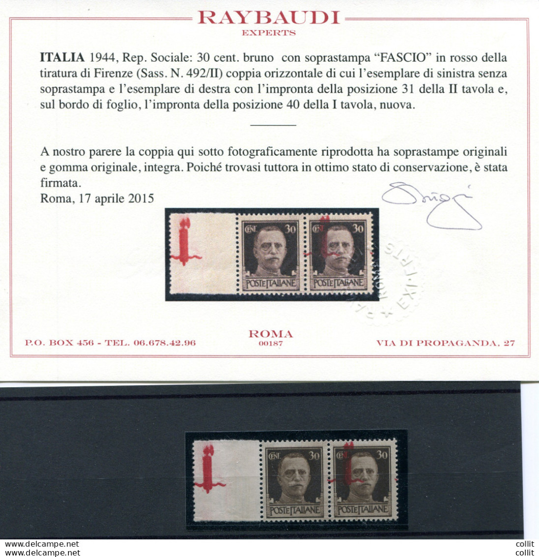 Firenze - Cent. 30 Varietà Doppia Soprastampa - Mint/hinged