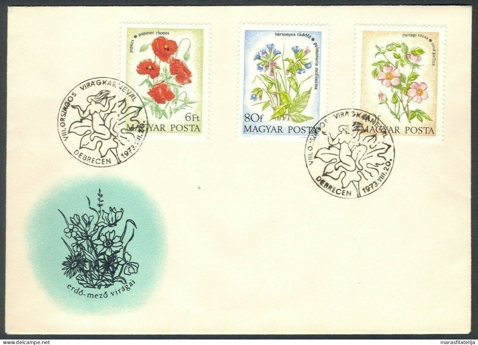 Hungary 1973, Flora, Carnival, Special Postmark - Other & Unclassified