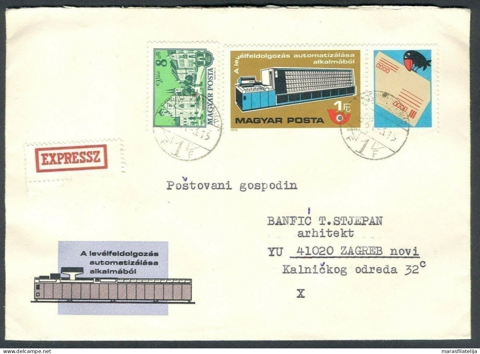 Hungary 1978, Automatic Letters Sorting Maschine, Letter To Yugoslavia - Altri & Non Classificati