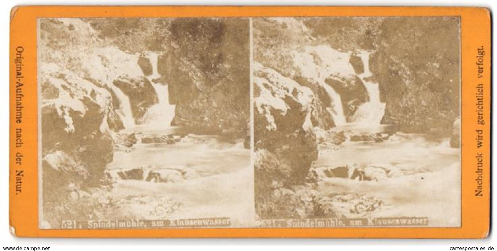 Stereo-Fotografie Ansicht Spindelmühle, Kleines Kaskaden Am Klausenwasser  - Stereoscopic