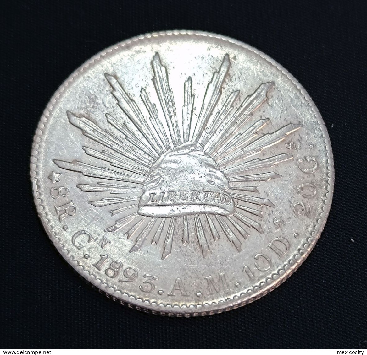 MEXICO 1893 8 REALES Silver Coin, Culiacan Mint AM - See Imgs., Nice, Scarce - Mexico