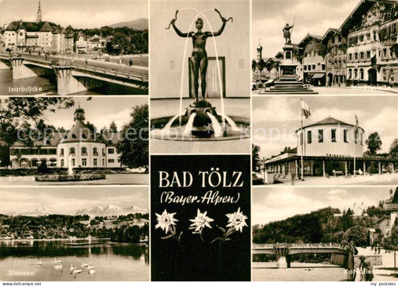 73045605 Bad Toelz Isarbruecke Marktstrasse Stausee Kurhaus Kalvarienberg Trinkh - Bad Toelz