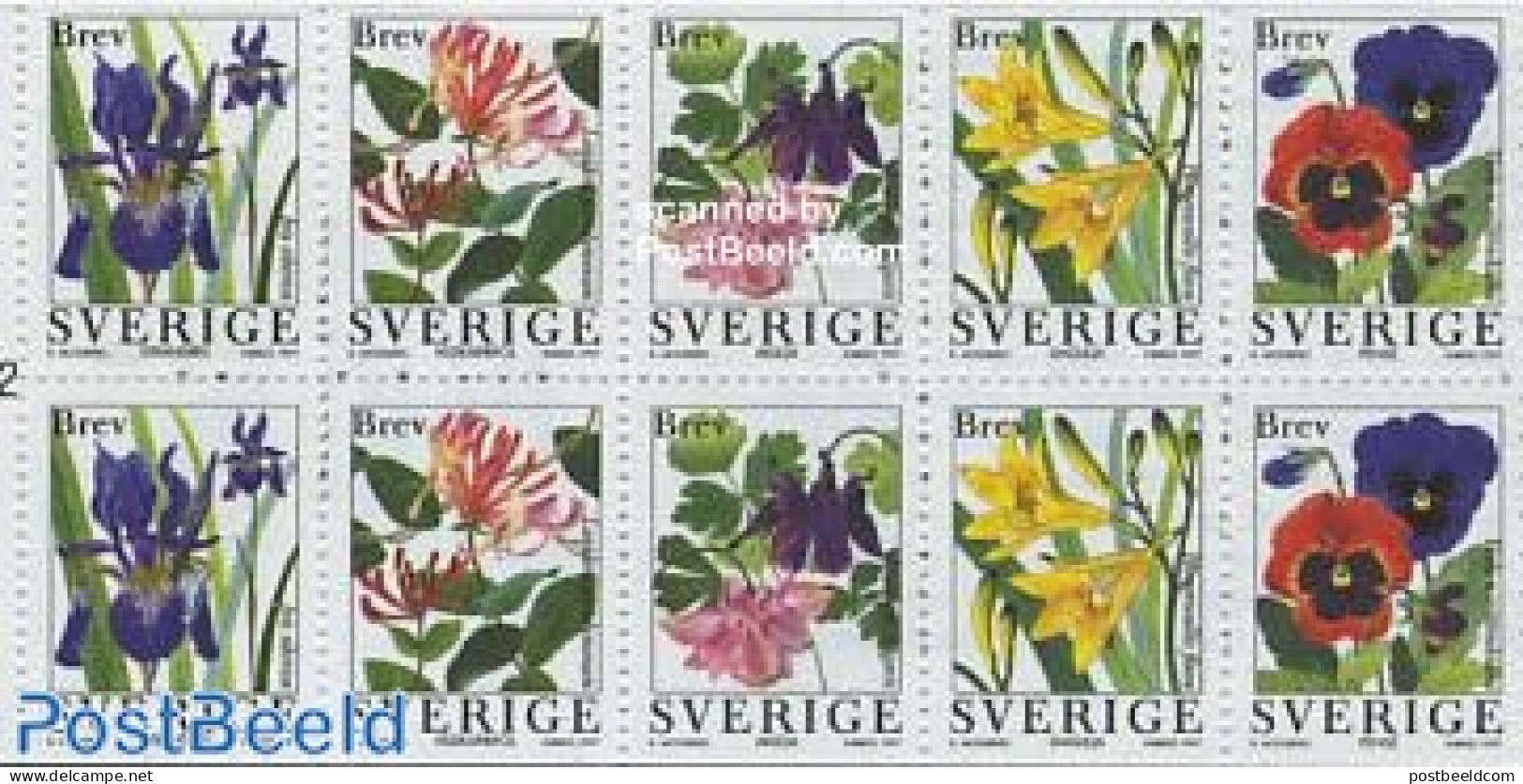 Sweden 1997 Garden Flowers 2x5v In Booklet, Mint NH, Nature - Flowers & Plants - Stamp Booklets - Neufs