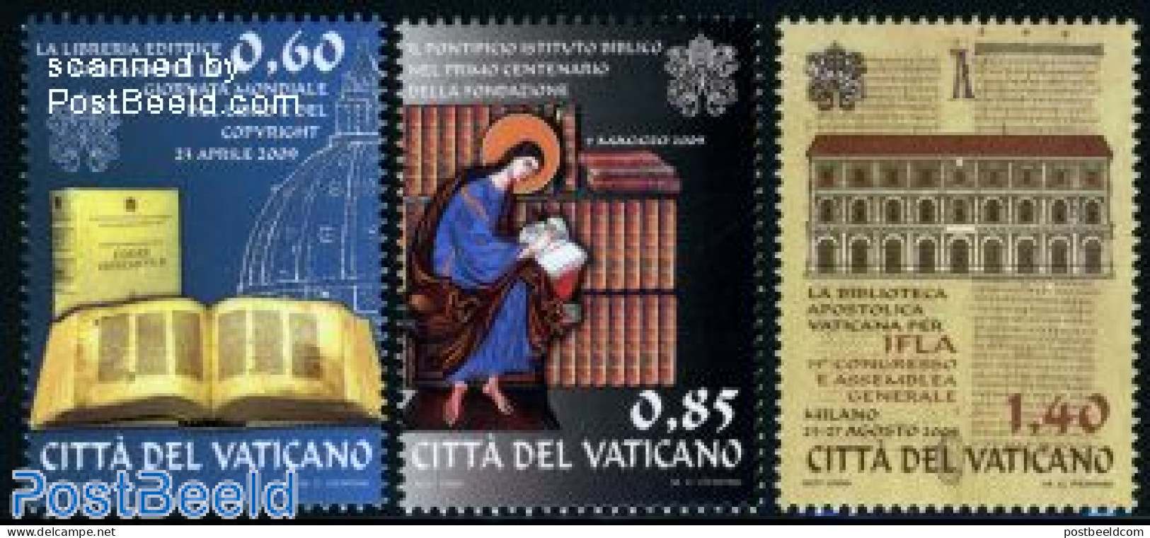 Vatican 2009 IFLA Conference 3v, Mint NH, Religion - Bible Texts - Religion - Art - Books - Nuevos