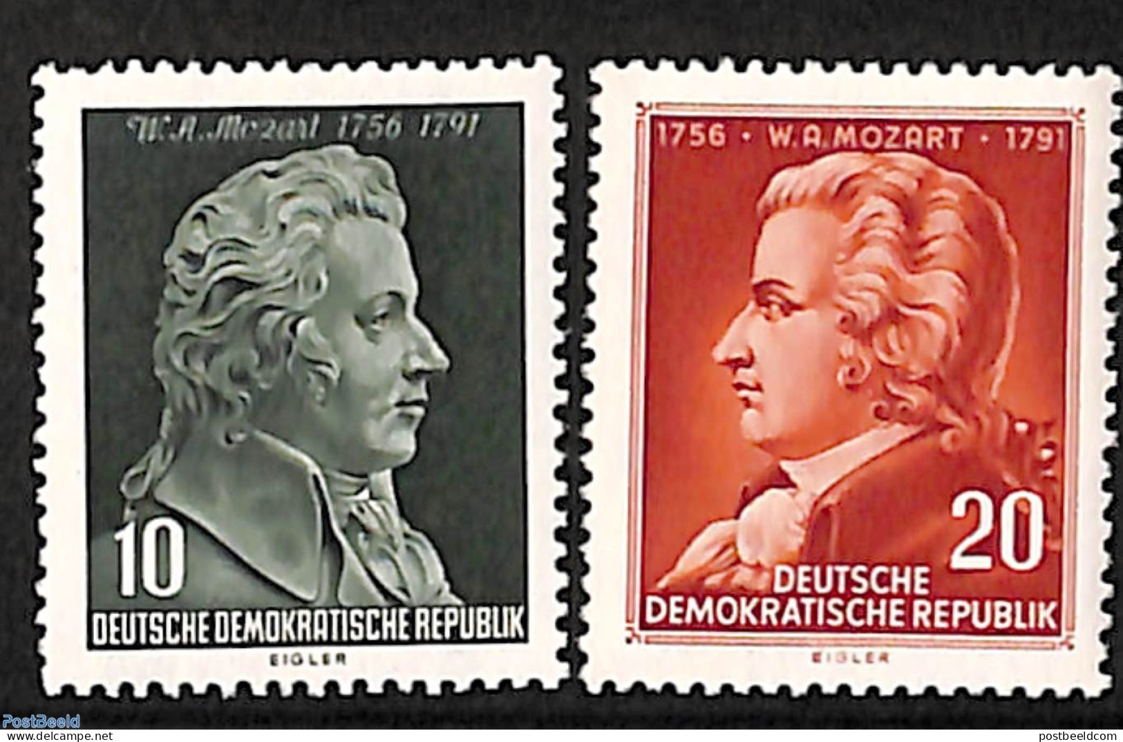Germany, DDR 1956 W.A. Mozart 2v, Mint NH, Performance Art - Amadeus Mozart - Music - Ungebraucht