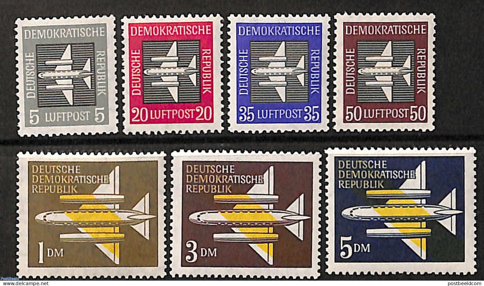 Germany, DDR 1957 Airmail 7v, Mint NH, Transport - Aircraft & Aviation - Neufs