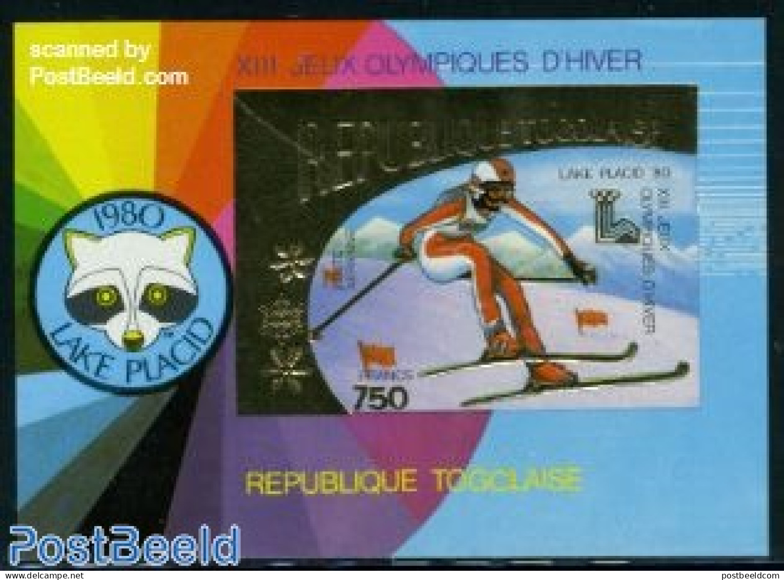 Togo 1980 Winter Olympic Games S/s Imperforated, Mint NH, Sport - Olympic Winter Games - Skiing - Skisport