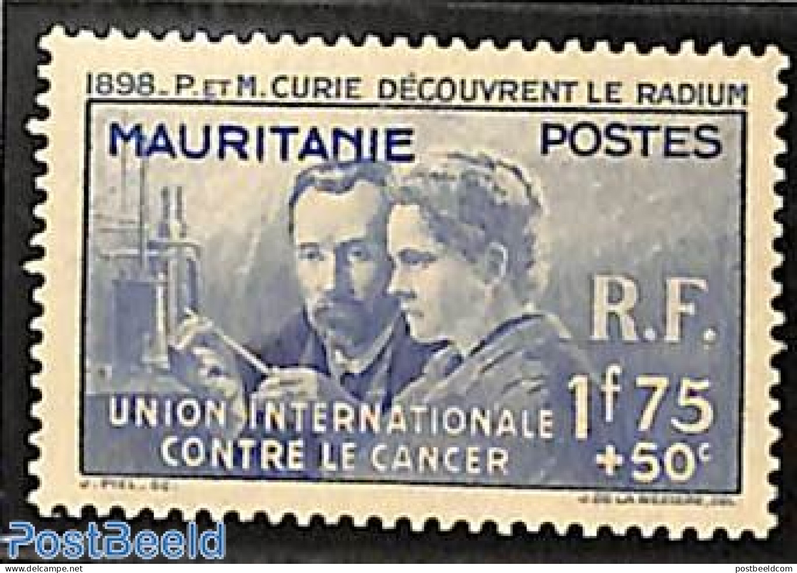 Mauritania 1938 Radium Discovery 1v, Mint NH, Health - History - Science - Health - Nobel Prize Winners - Physicians - Nobelprijs