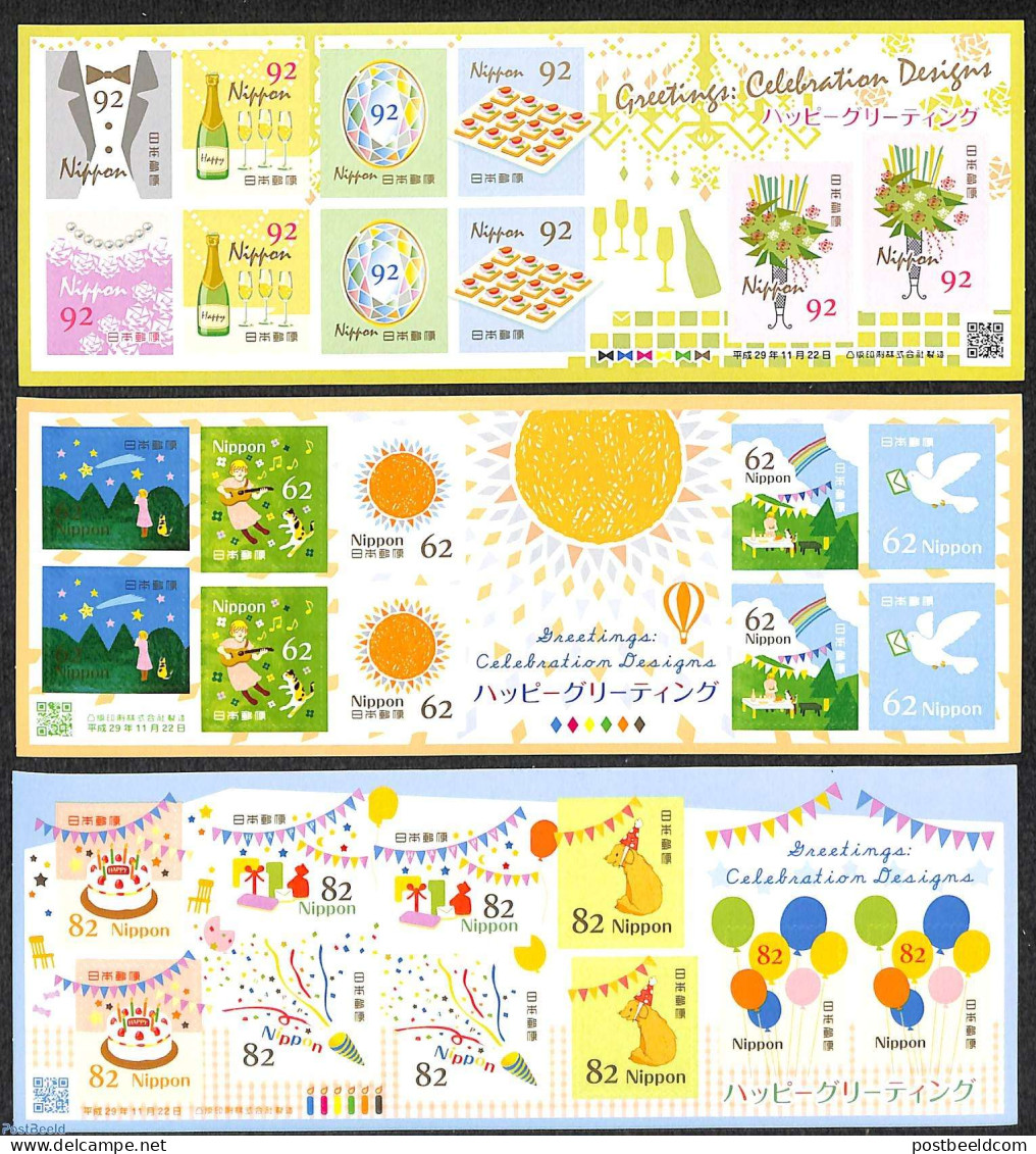 Japan 2017 Autumn Greetings 30v (3 Foil Sheets), Mint NH, Various - Stamp Booklets - Greetings & Wishing Stamps - Neufs