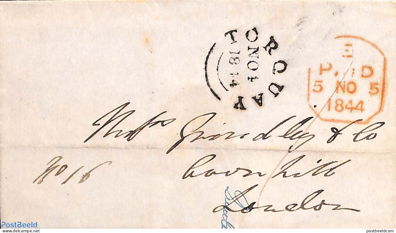 Great Britain 1844 Folding Cover From TORQUAY, Postal History - Brieven En Documenten