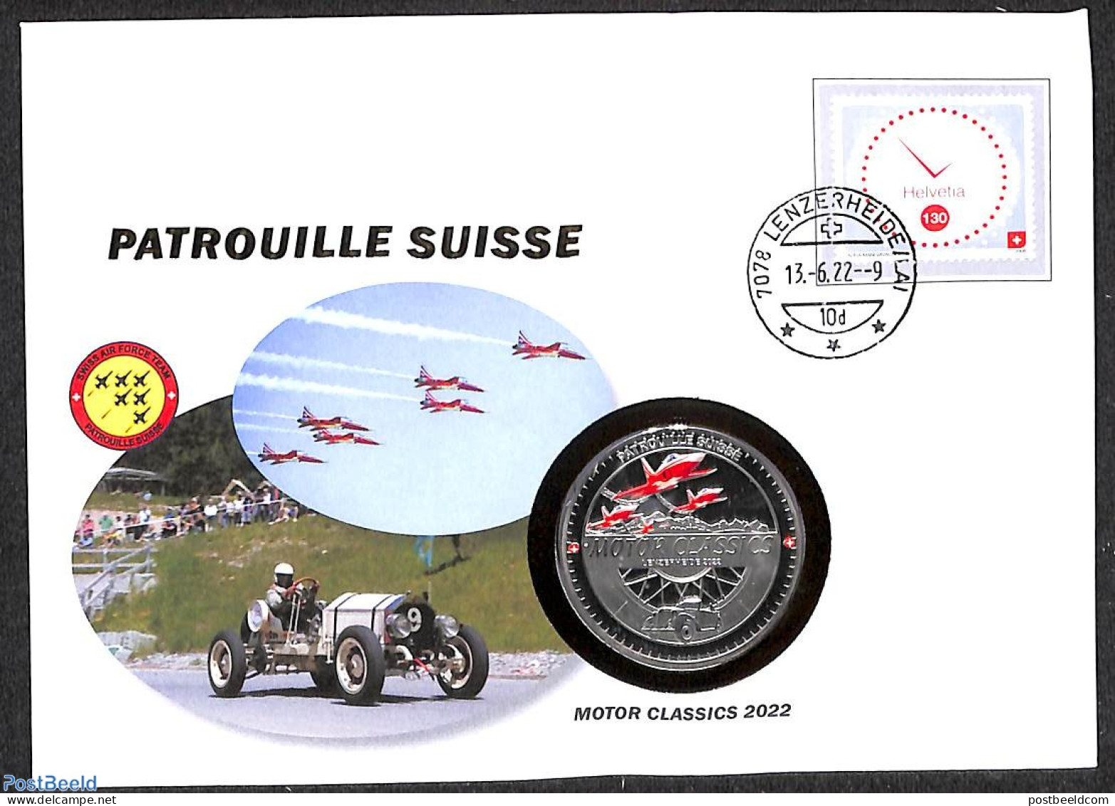 Switzerland 2022 Patrouilles Suisse Special Cover With Token (numisbrief), Postal History, Transport - Aircraft & Avia.. - Brieven En Documenten