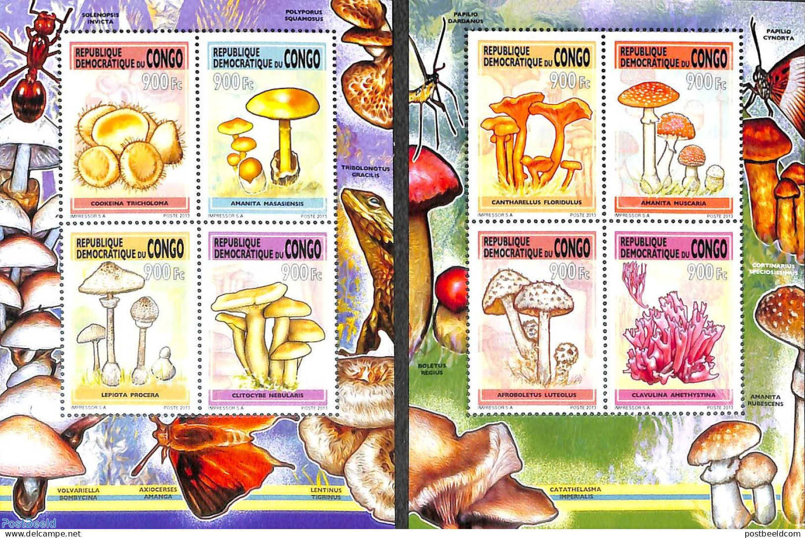 Congo Dem. Republic, (zaire) 2013 Mushrooms 2 M/s, Mint NH, Nature - Mushrooms - Mushrooms