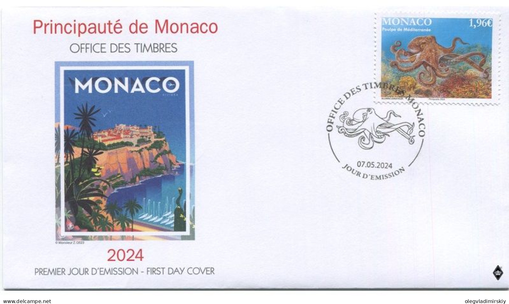 Monaco 2024 Europa CEPT Underwater Fauna Octopus FDC - 2024