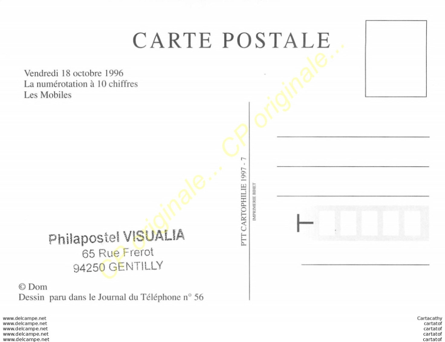 MAMIE Tu Mets 06 Devant .  Illustration DOM .Numérotation à 10 Chiffres LES MOBILES . PTT CARTOPHILIE 1997 . - Other & Unclassified