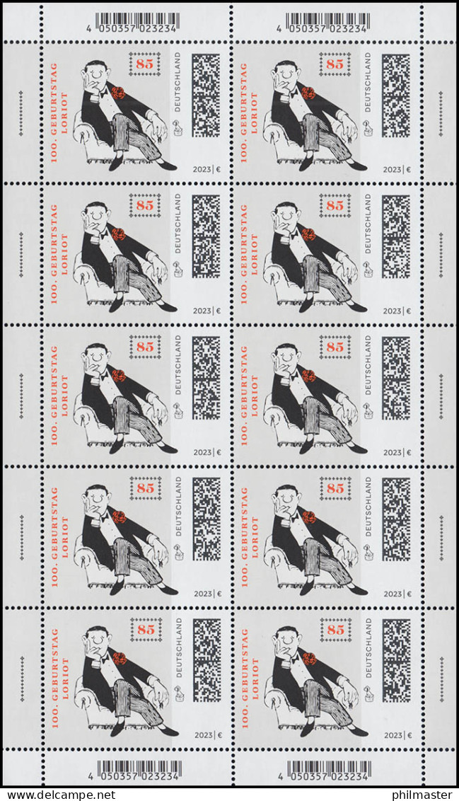 3795 Loriot Auf Dem Sofa  - 10er-Bogen ** / MNH - 2001-2010