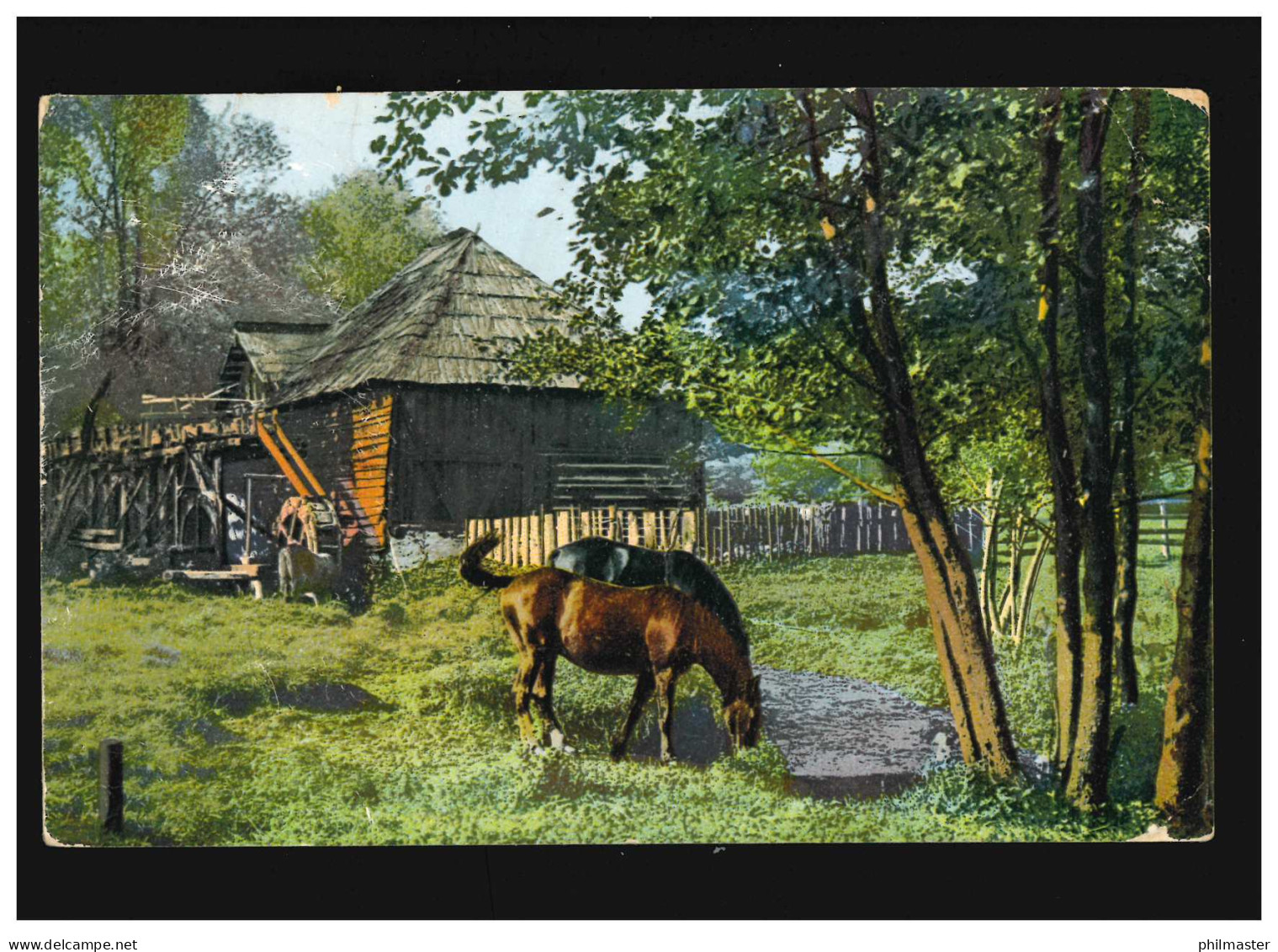 Landwirtschaft Mühle Pferde Mühlbach Koppel Wiese Bäume, Ladbergen 9.8.1913 - Autres & Non Classés