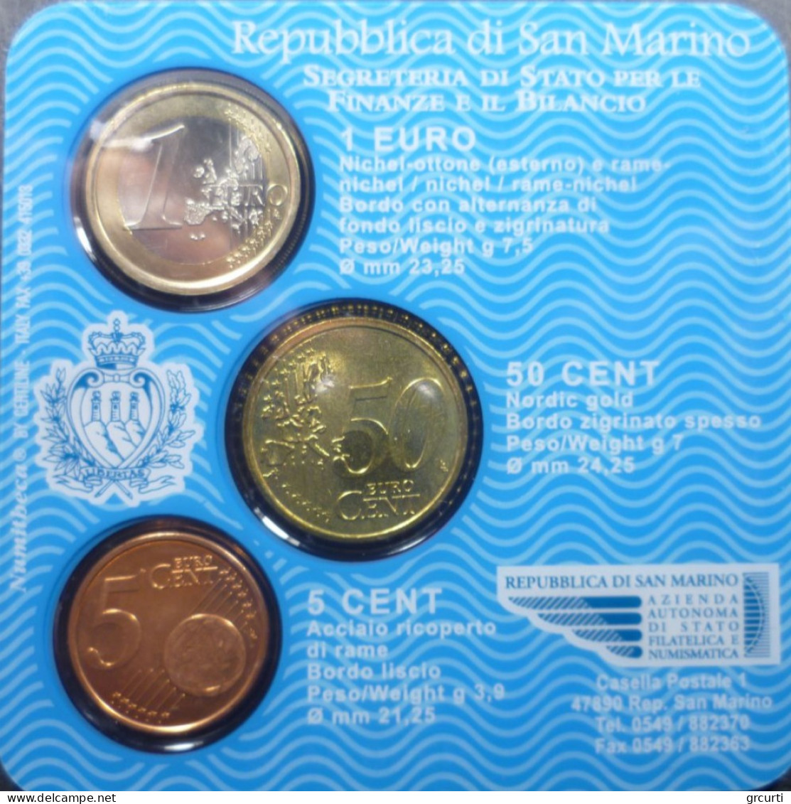 San Marino - 1 Euro + 50 E 5 Centesimi 2006 - Miniserie X 10 Pezzi - San Marino