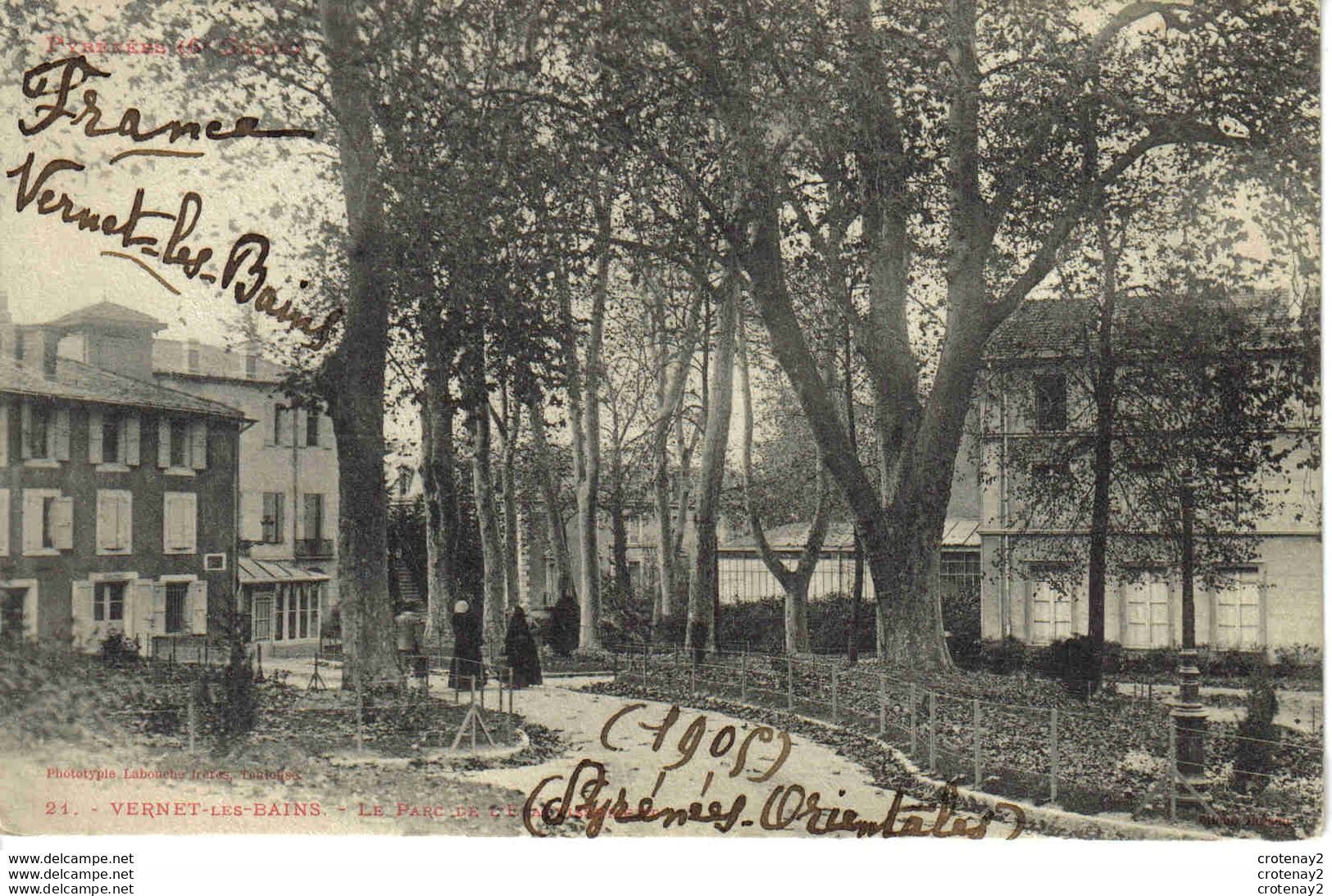 66 VERNET LES BAINS Vers Prades N°21 De Labouche Frères Le Parc De L'Etablissement Animée En 1905 - Prades