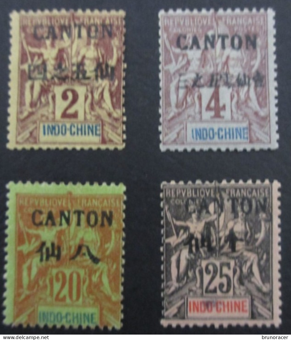 CANTON Bx INDOCHINOIS N°18/19/23/24 NEUF* TB COTE 58 EUROS VOIR SCANS - Unused Stamps