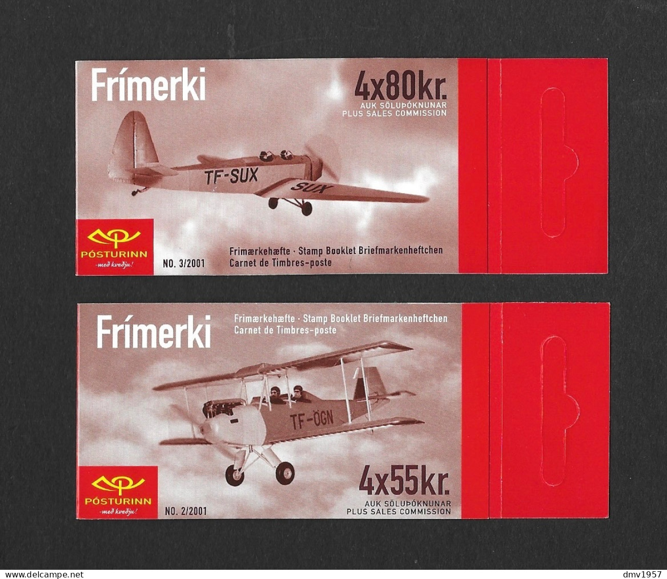 Iceland 2001 MNH Aeroplanes SB47/8 Booklets - Markenheftchen