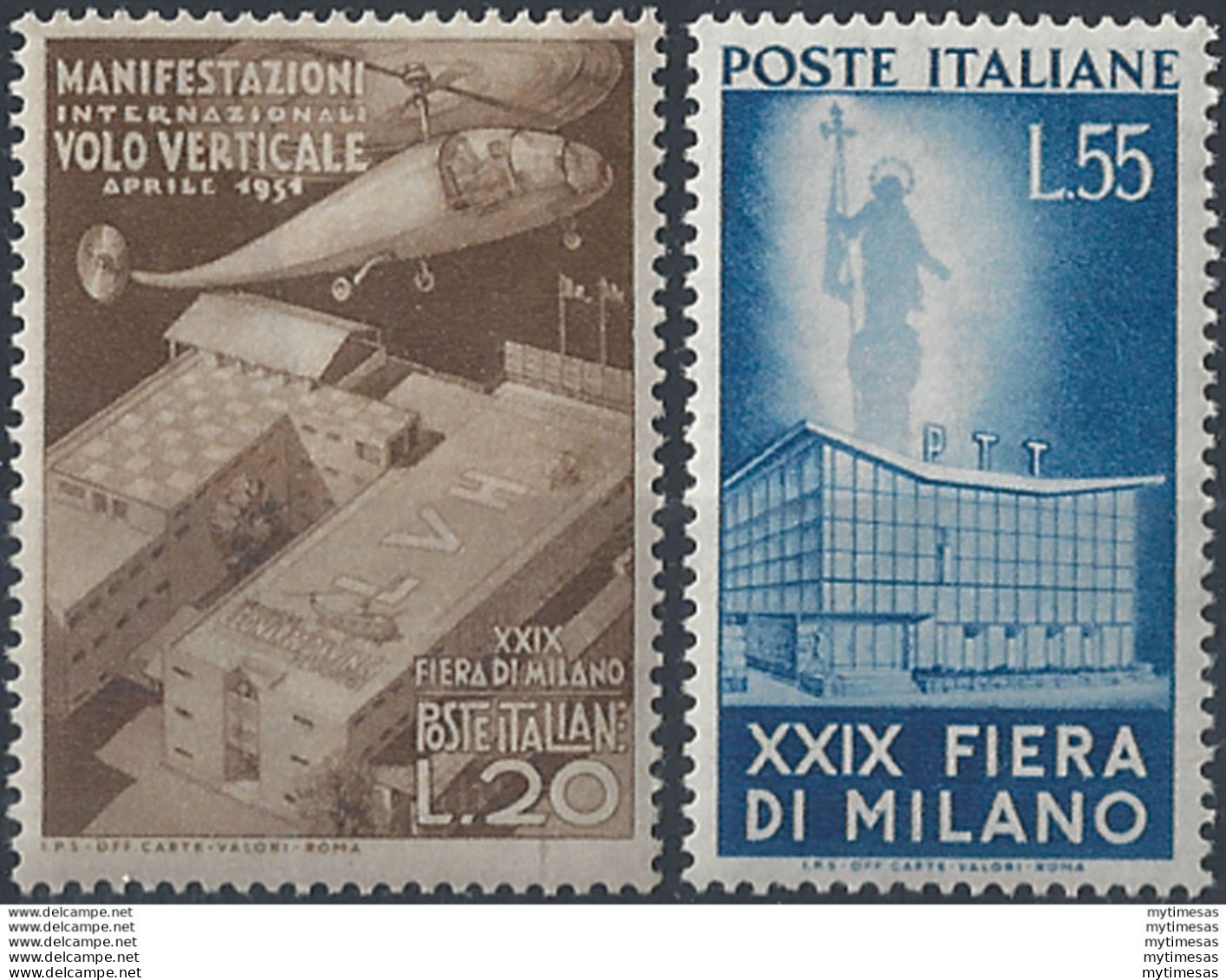 1951 Italia 29° Fiera Milano 2v. MNH Sass. N. 657/58 - 1946-60: Mint/hinged