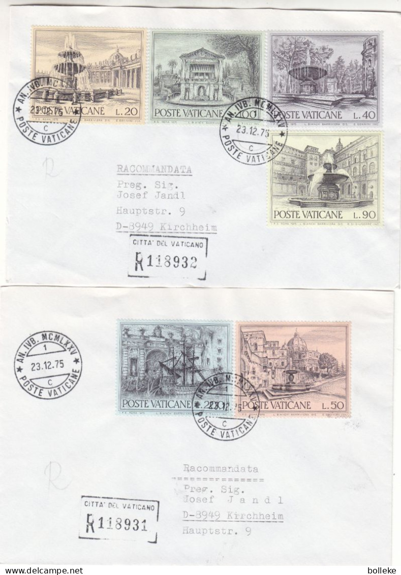 Vatican - 2 Lettres Recom De 1975 - Oblit Poste Vaticane - Exp Vers Kirchheim - Fontaines - Bateaux - - Briefe U. Dokumente