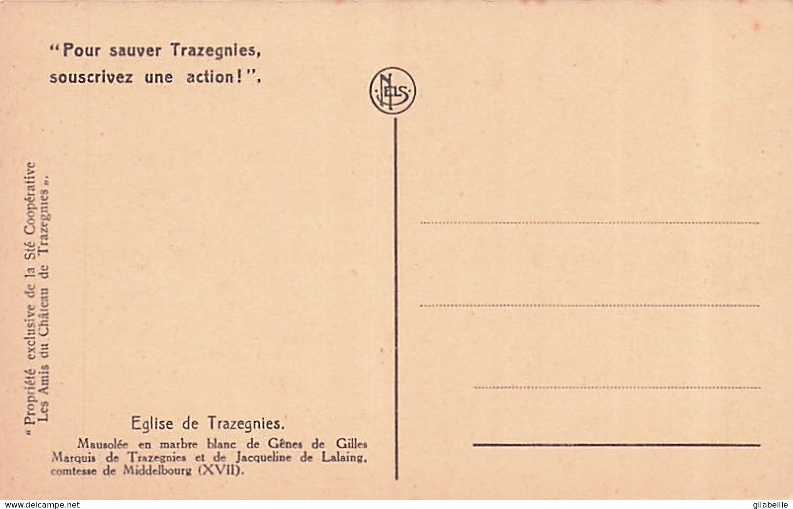 Courcelles - TRAZEGNIES - Mausolée De Genes De Gilles Et De Jean Baron De Trazegnies - Lot 3 Cartes - Parfait Etat - Courcelles
