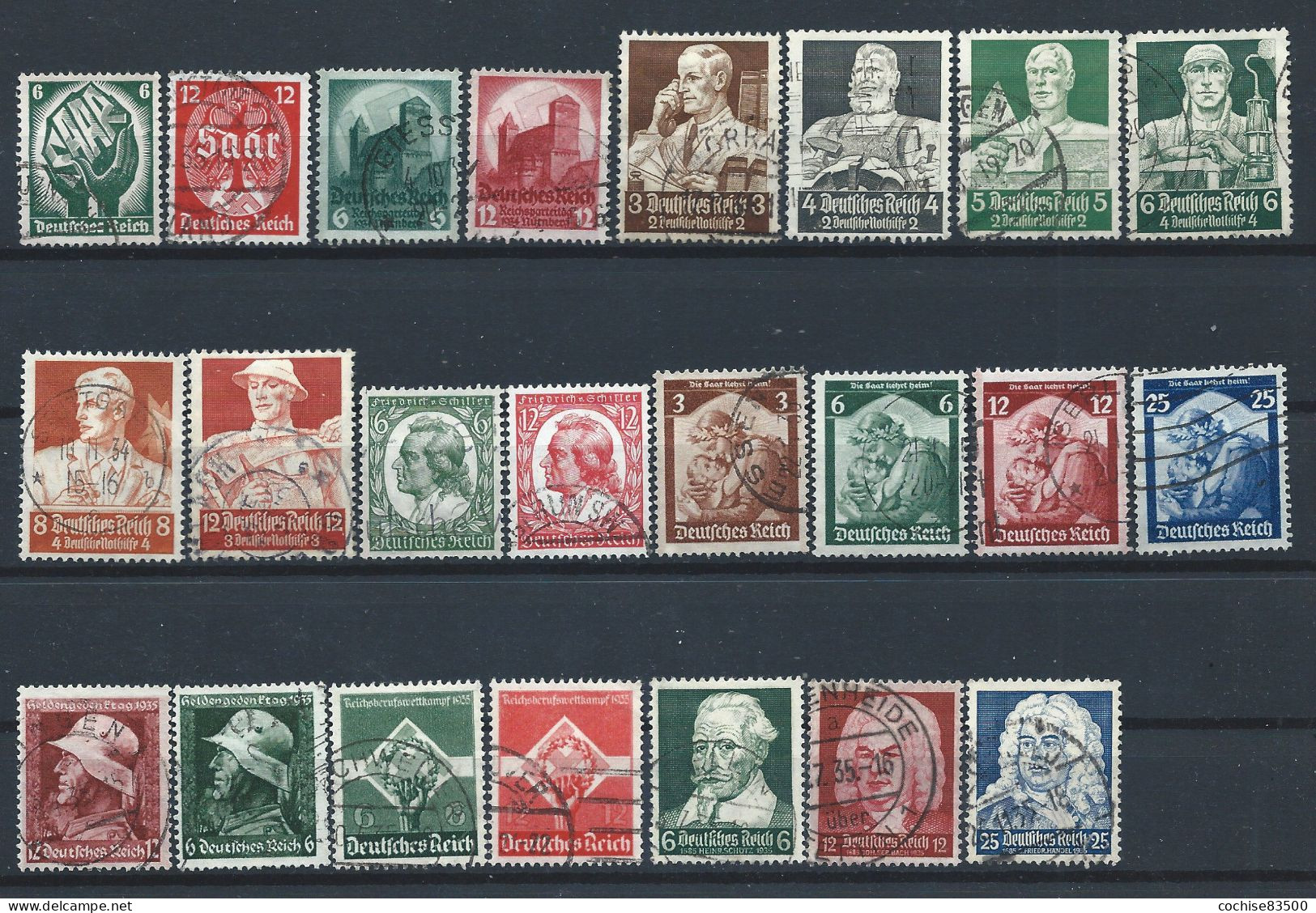 Allemagne Empire Lot 23 Tp Obl (FU) Année 1934/35 - Sujets Divers - Gebruikt