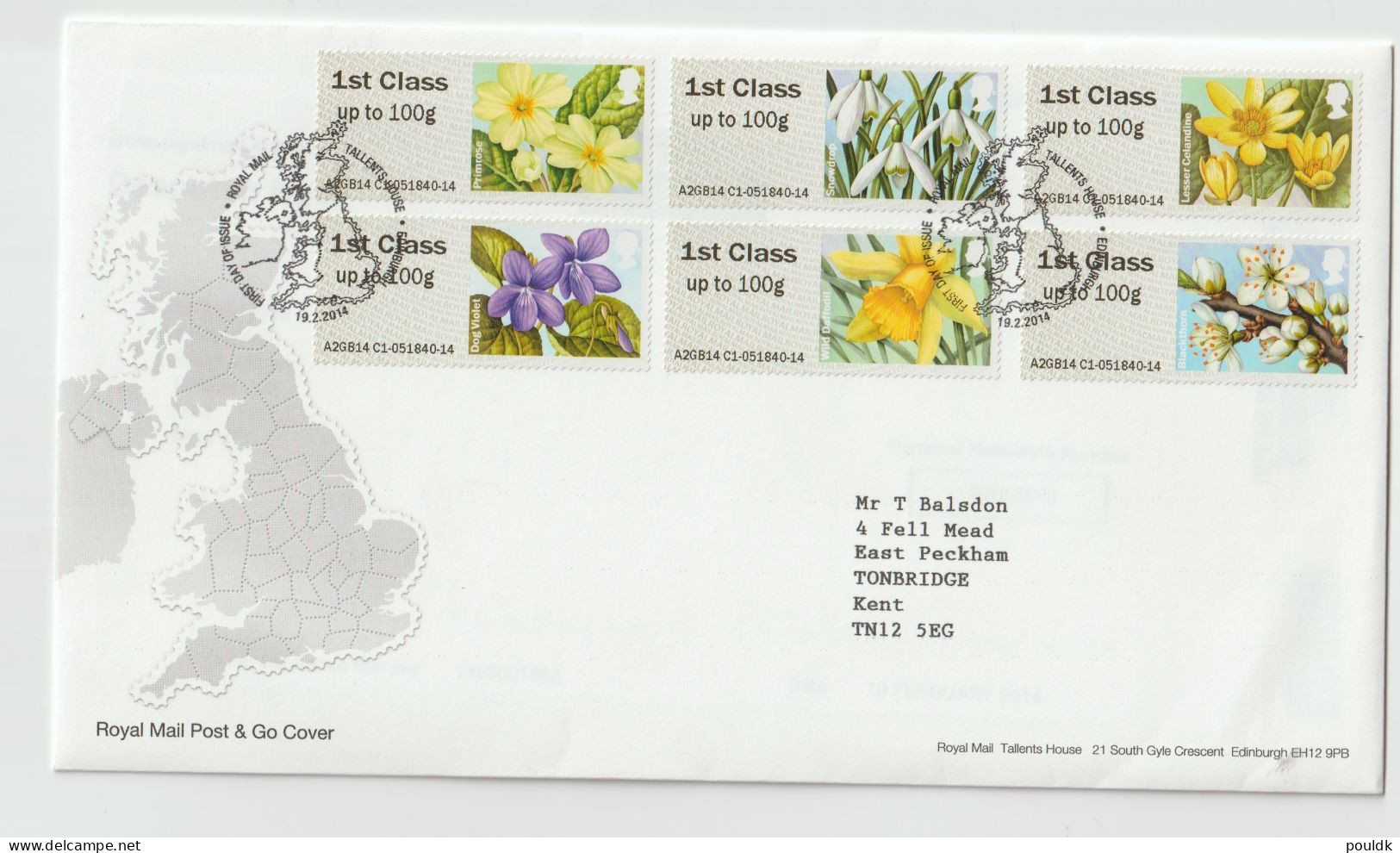 Great Britain Post & Go 2014 Flora Flowers FDC. Postal Weight Approx 0,09 Kg. Please Read Sales Conditions Under Image O - Automaatzegels [ATM]