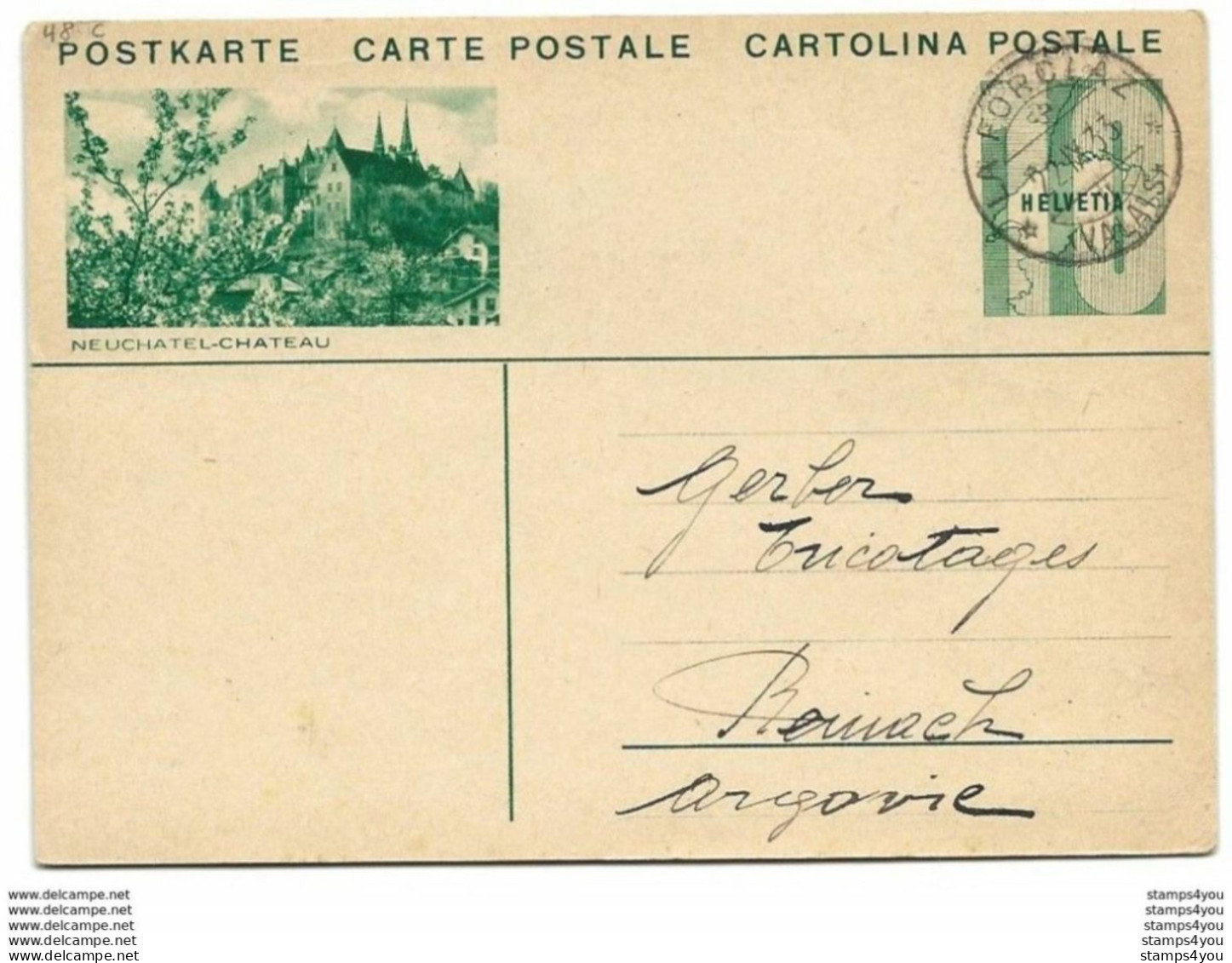 28 - 99 - Entier Postal Avec Illustration "Neuchâtel" Cachet à Date Forclaz (Valais) 1933 - Ganzsachen