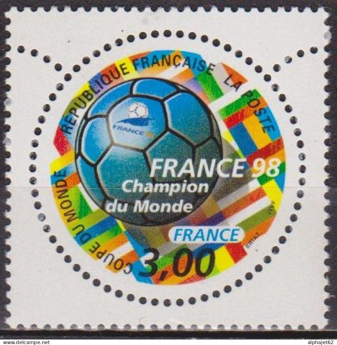 Sport, Football, Coupe Du Monde 1998 - FRANCE - Ballon, Drapeaux, Champion - N° 3170 ** - 1998 - Unused Stamps