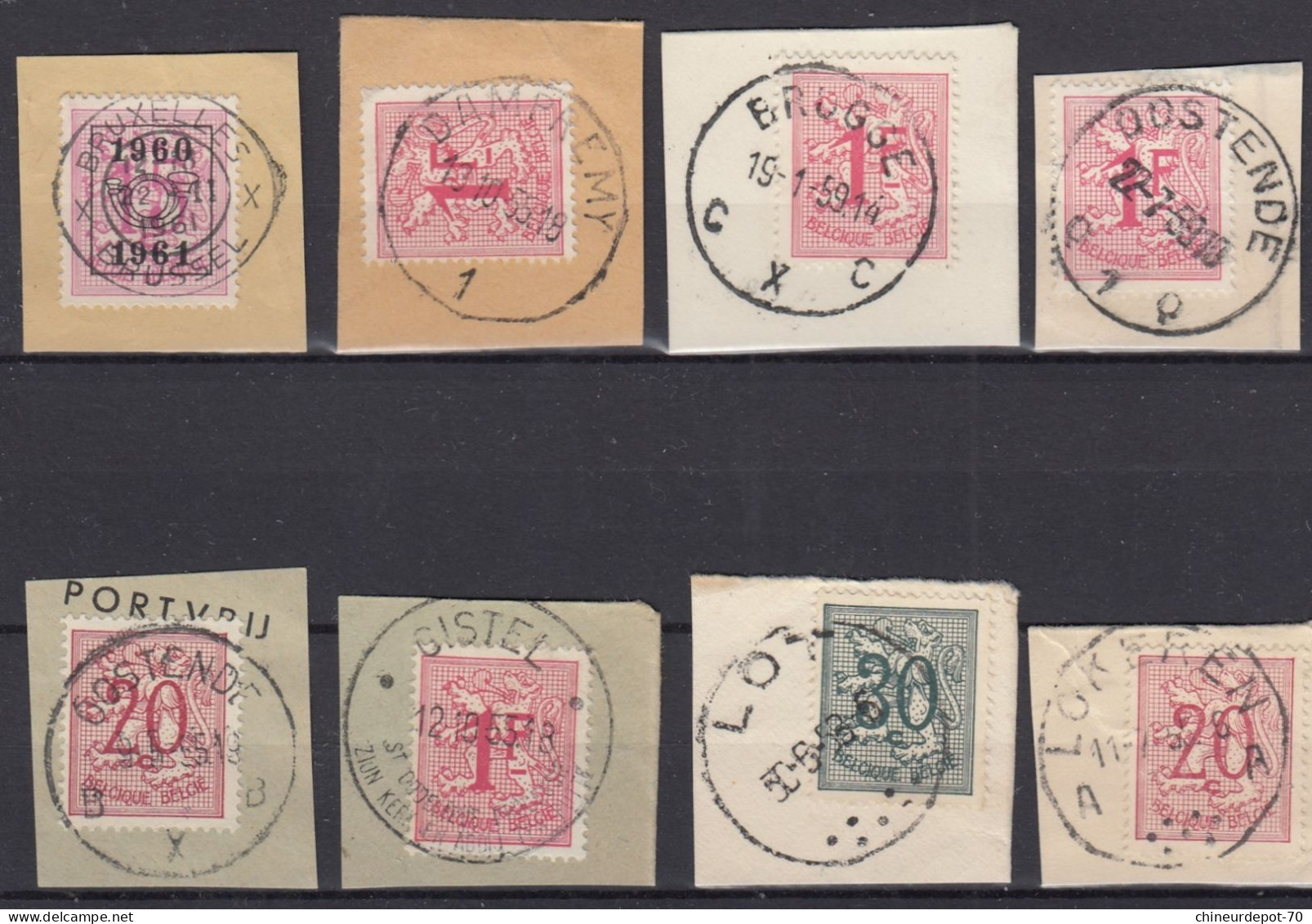 Chiffre Cachet Bruxelles Dampremy Brugge Oostende Gistel Lot Lokeren - Used Stamps