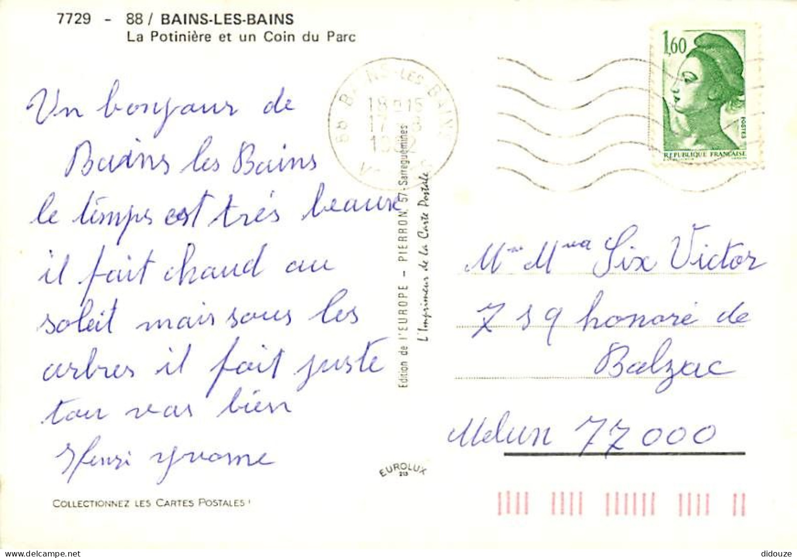 88 - Bains Les Bains - La Potinière Et Un Coin Du Parc - Fleurs - CPM - Voir Scans Recto-Verso - Bains Les Bains