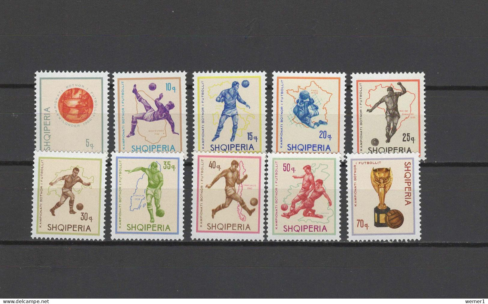 Albania 1966 Football Soccer World Cup Set Of 10 MNH - 1966 – Angleterre