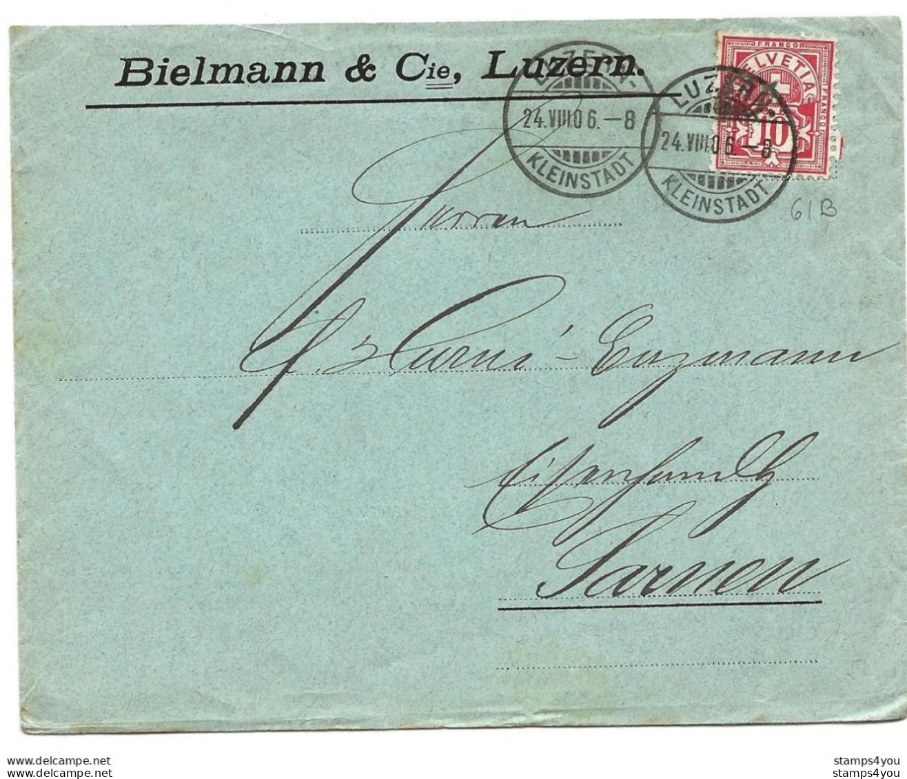 278 - 32 - Enveloppe "Bielmann & Cie Luzern" 1906 - Covers & Documents