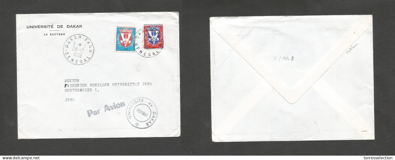 FRC - Senegal. 1965 (28 Dec) Dakar Fann - Jene, Germany. Air Multifkd Env. Dakar University. Official Stamps. SALE. - Andere & Zonder Classificatie
