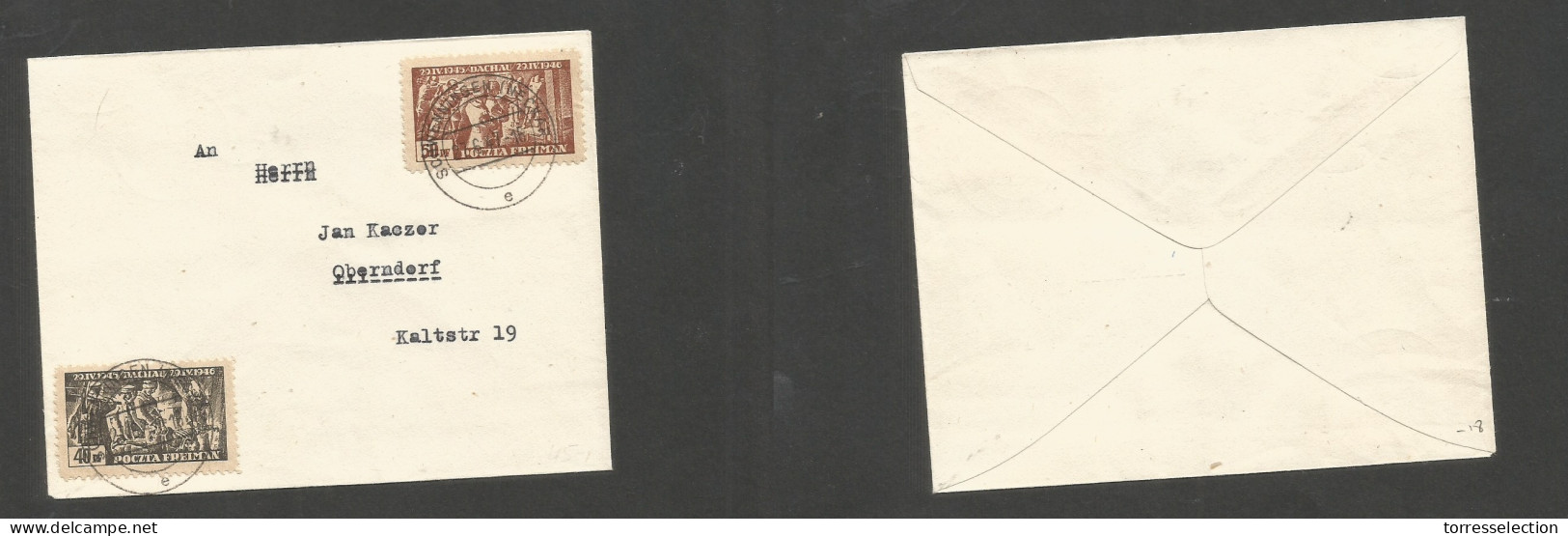 POLAND. 1947 (27 June) Schvenningen - Oberdorf. Multifkd Env. Semipostal Issue. Unsealed. SALE. - Other & Unclassified