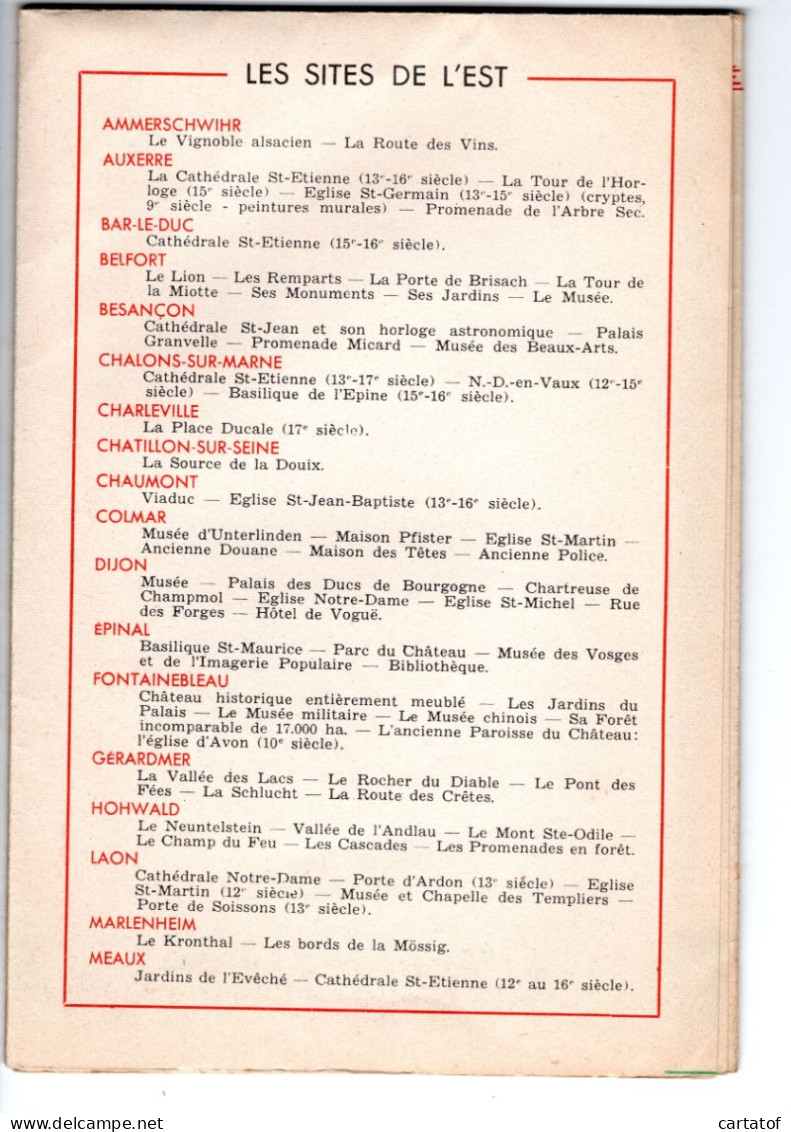 BONS HOTELS Et RESTAURANTS De L'EST De La FRANCE . Carte Et Bonnes Adresses Des Routes De L'Est  - Toeristische Brochures