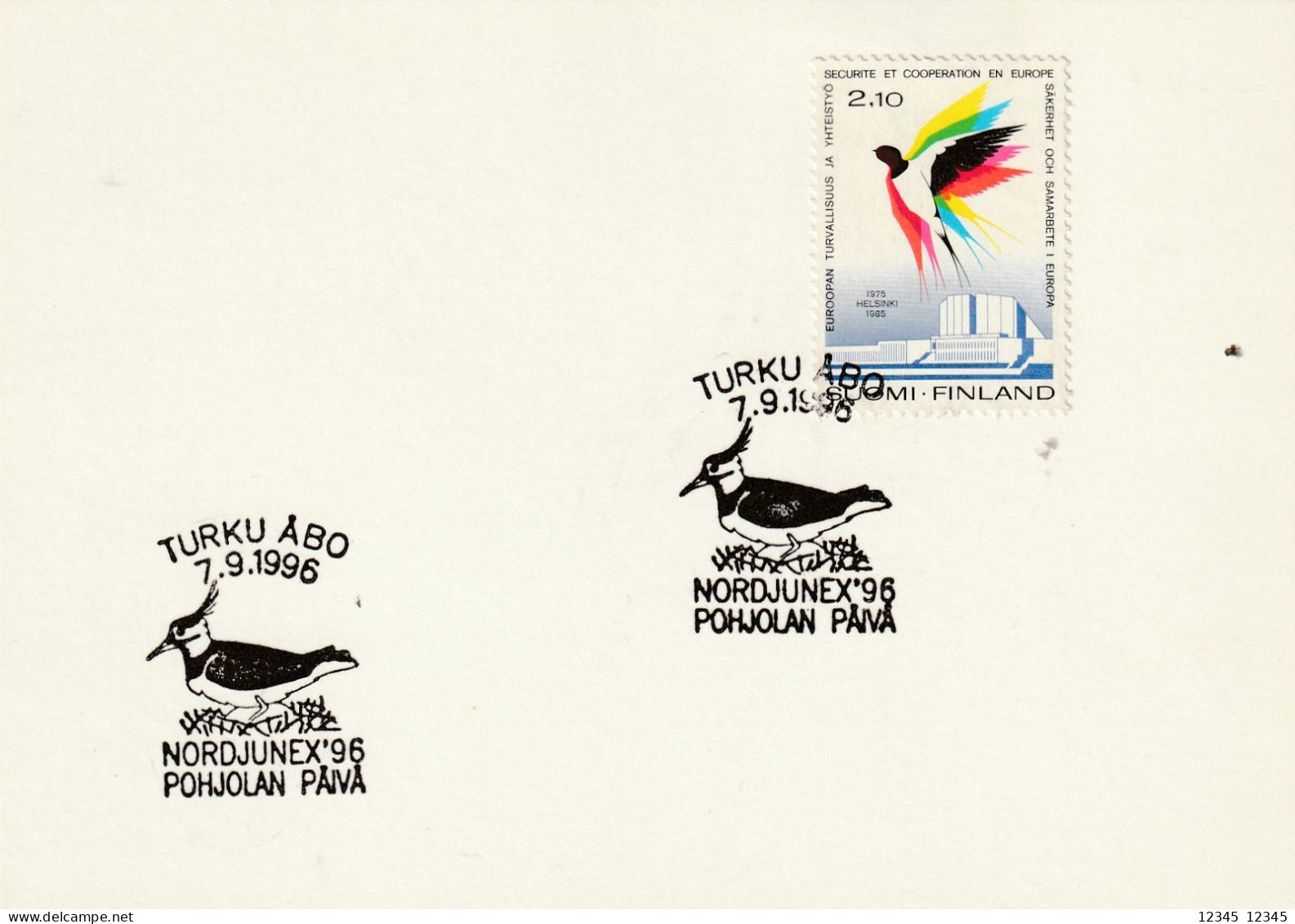 Finland 1996, Stamped Bird Motive NORDJUNEX '96 - Covers & Documents