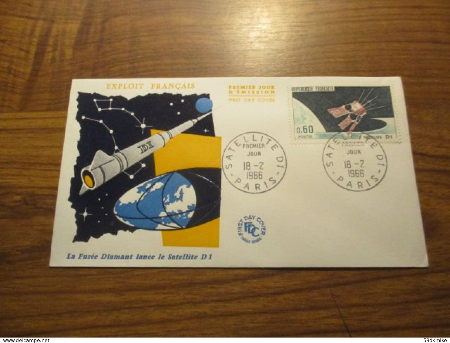 FDC - 1er Jour - France - 1966 - La Fusée Diamant Lance Le Satellite D1 - 1960-1969