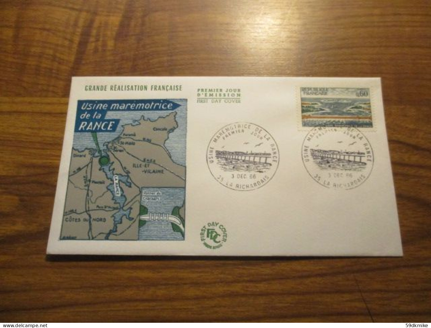 FDC - 1er Jour - France - 1966 - Usine Marémotrice De La Rance - 1960-1969