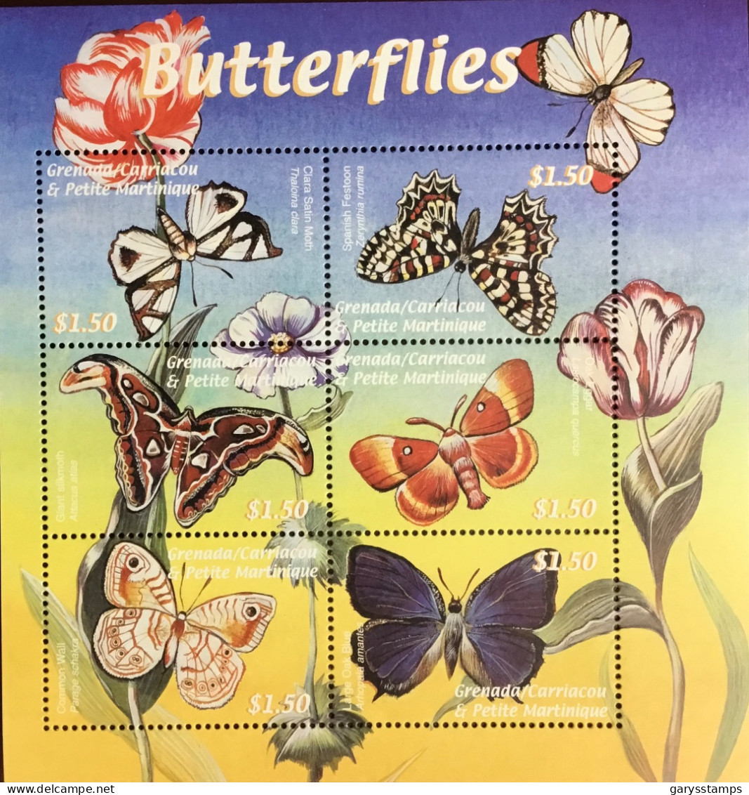 Grenada Grenadines 2000 World Butterflies Sheetlet MNH - Papillons