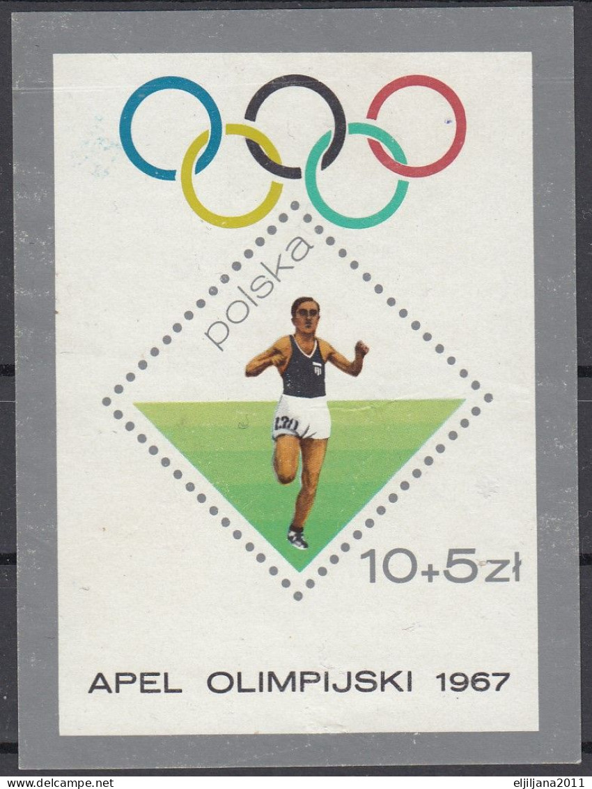 ⁕ Poland / Polska 1967 ⁕ Olympic Games - Block 40 ⁕ 1v Unused / No Gum - Damaged - Nuovi