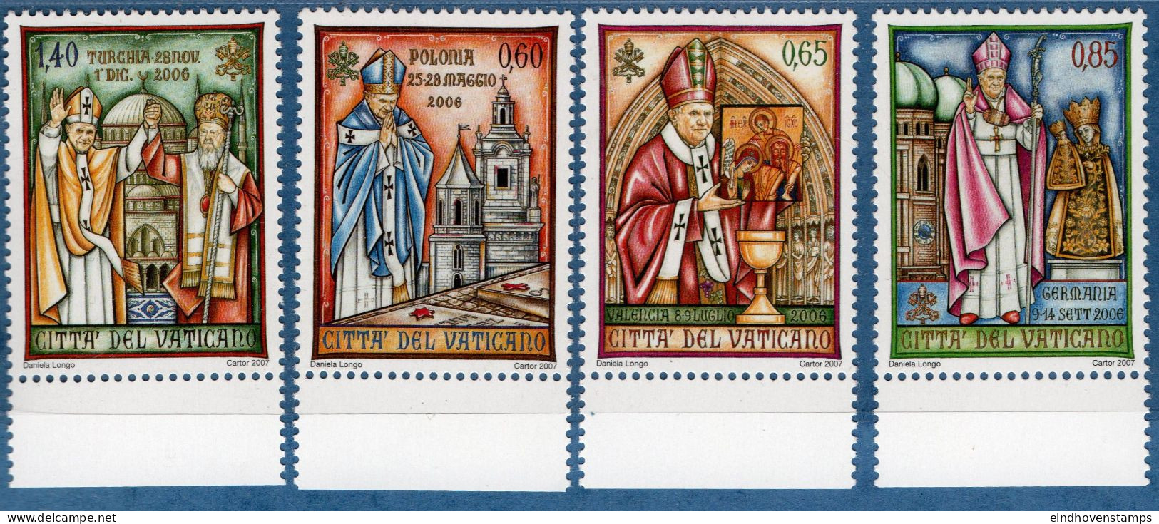 Vatican 2004, Papal World Visits 4 Values MNH Poland, Valencia, Germany, Turkey - Christendom