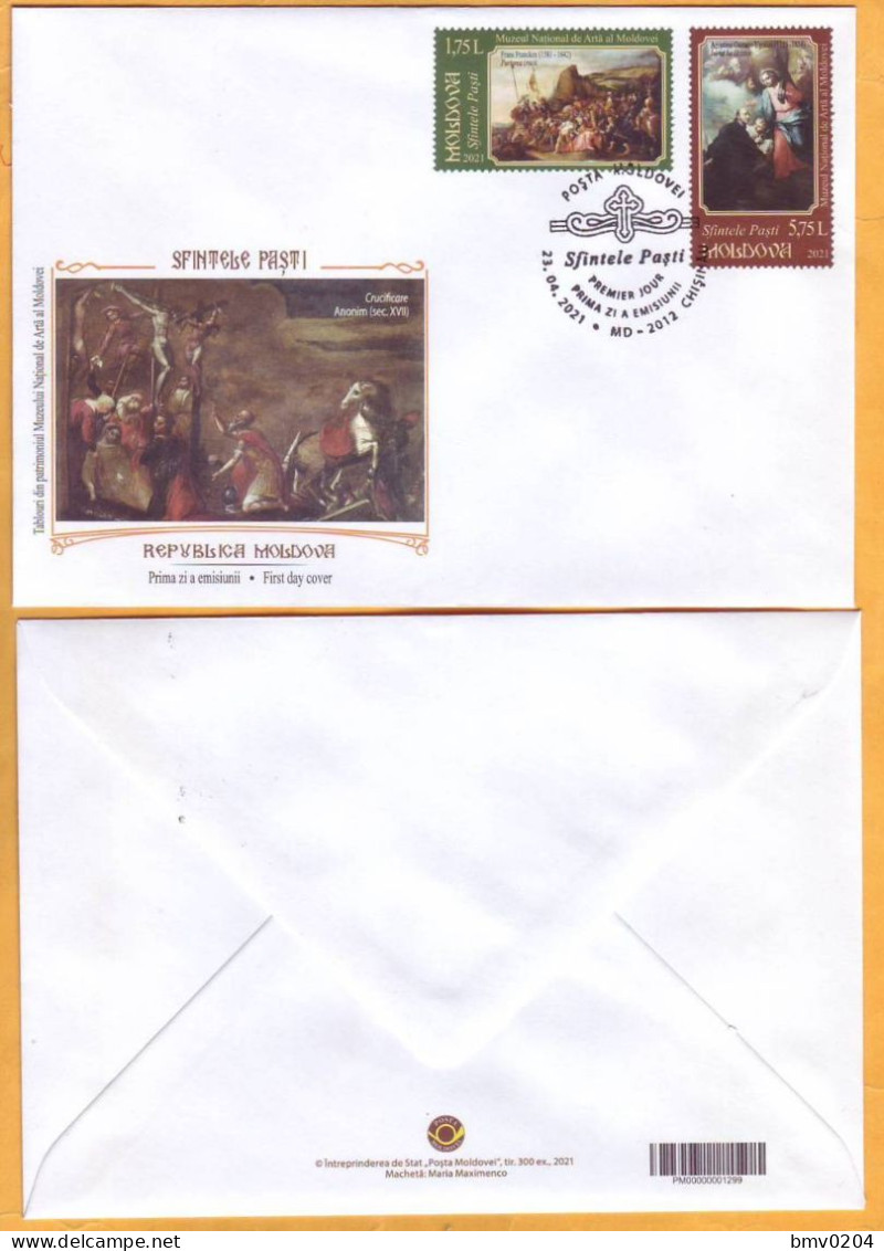 2021 Moldova Moldavie Holy Easter. FDC  Christianity, Religion, Art, Museum - Moldavie